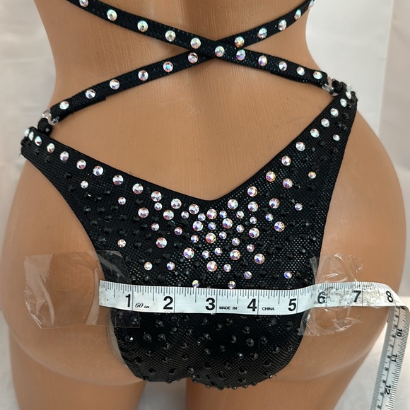 Black competition figure posing suit handmade 34C size made with A/B crystals - Picture 6 of 9